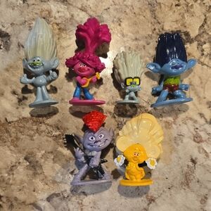 Hasbro DREAMWORKS Trolls Movie Collectible PVC Figures Cake Toppers Lot Of 6